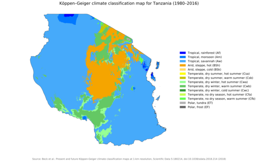 Koppen-Geiger Map TZA present