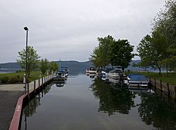 Boat landing with Lake George in the background