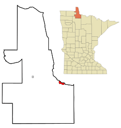 Location of Baudettewithin Lake of the Woods County and state of Minnesota