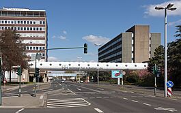 Leverkusen, straatzicht Bayer - Science for a better life foto2 2015-04-18 12.10