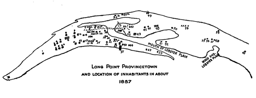A hand-drawn map of Long Point, with numbered dots scattered about.
