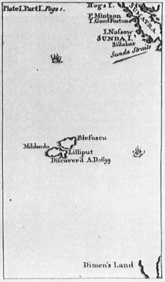 Map of Lilliput - Gulliver's Travels 1726 edition