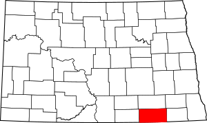 Map of North Dakota highlighting Dickey County