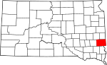 State map highlighting Minnehaha County