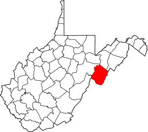 Map of West Virginia highlighting Pendleton County