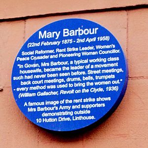 Mary Barbour Blue Plaque, 10 Hutton Drive, Linthouse