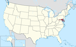 Map of the United States highlighting Maryland