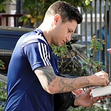 Mauro Zarate signing autographs at the Boleyn Ground October 2014