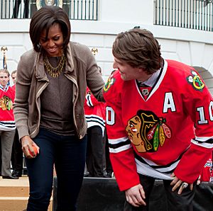Michelle Obama Lets Move hockey (with Patrick Sharp)