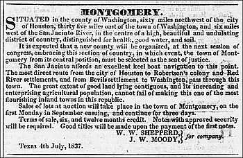 Montgomery, Texas Advertisement