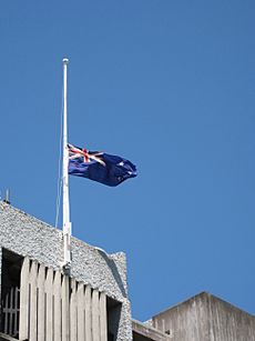 New Zealand flag half mast