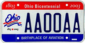 Ohio license plate sample 2001
