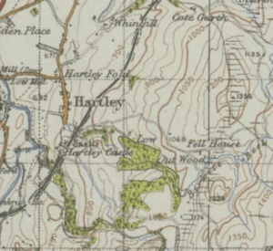Ordnance Survey Map displaying the area of Hartley