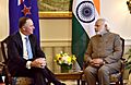 Prime Minister Narendra Modi in conversation with Prime Minister John Key of New Zealand