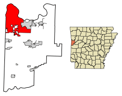 Location of Fort Smith in Sebastian County, Arkansas.