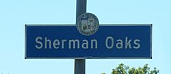 Sherman Oaks signage located at the intersection of Burbank Boulevard and Coldwater Canyon Avenue