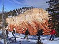Snowshoers in Bryce Canyon