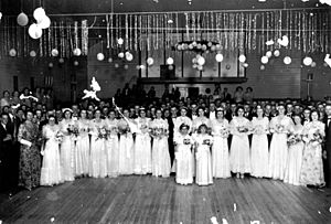 StateLibQld 1 174943 Debutantes Ball at the Hall of Memory, Goomeri, 1930s