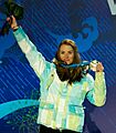 Tina Maze with Olympic silver medal 2010 (cropped)