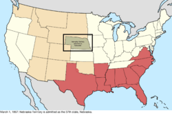 Map of the change to the United States in central North America on March 1, 1867