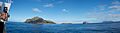 View of Nightingale and Inaccessible islands from the deck of National Geographic Explorer
