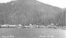 Village of Shakan, northwest coast of Kosciusko Island, ca 1912 (THWAITES 263)