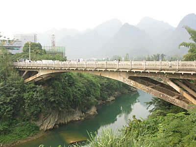 Bang River at Ta Lung - Suikou border gates in Vietnam - China border