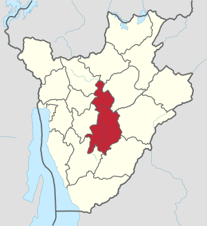 Map showing location of Gitega Province in Burundi