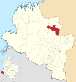 Location of the municipality and town of El Rosario, Nariño in the Nariño Department of Colombia.