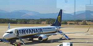 EI-DLM with "Bye Bye Latehansa" slogan at Gerona Costa Brava Airport