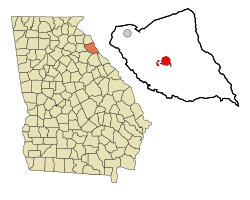 Location in Elbert County and the state of Georgia