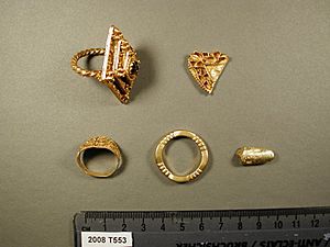 Five gold objects from West Yorkshire Hoard