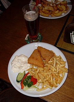 Fried cheese, french fries, and beer.jpg