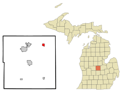 Location of Breckenridge within Gratiot County, Michigan