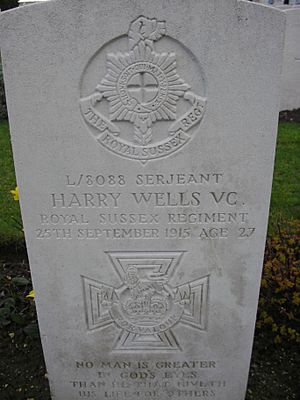 Harry Wells VC Headstone at Dud Corner Cemetery