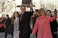 Chelsea, Bill, and Hillary Clinton take an inauguration day walk down Pennsylvania Avenue in Washington, D.C., on January 20, 1997, when Bill started a second term as President.