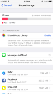 IOS 11 storage settings iPhone 6S Plus