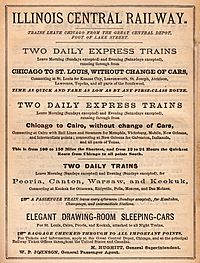Illinois Central Railway Ad 1870
