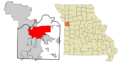 Jackson County Missouri Incorporated and Unincorporated areas Independence Highlighted