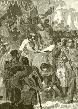 King John signing the Great Charter (Magna Carta) by English School