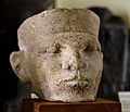 Limestone head of a king. Thought by Petrie to be Narmer. Bought by Petrie in Cairo, Egypt. 1st Dynasty. The Petrie Museum of Egyptian Archaeology, London