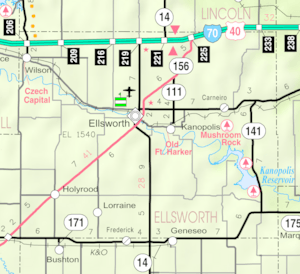 KDOT map of Ellsworth County (legend)