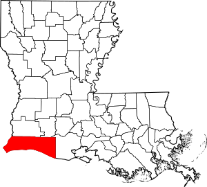 Map of Louisiana highlighting Cameron Parish