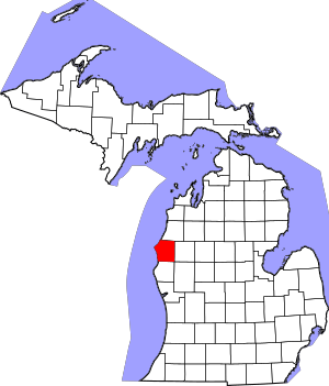 Map of Michigan highlighting Mason County