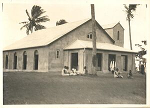 Mission Church, still under construction, Saibai Island, 1934.jpg