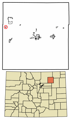 Location of the Orchard CDP in Morgan County, Colorado.