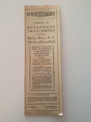 New York Westchester and Boston Railway Timetable 1931