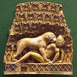 Nimrud ivory lion eating a man