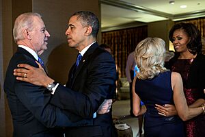 Obamas and Bidens on presidential election night 2012