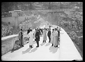 On the top of Burrinjuck Dam, Visit of State Governors to Burrinjuck Dam, Burrinjuck NSW (27835735166)